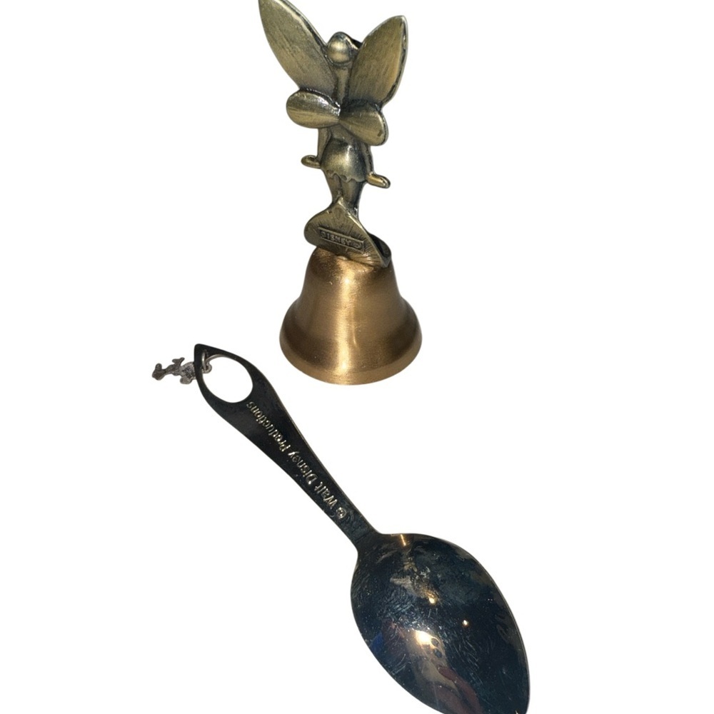 Disney Silver Tinker Bell Figurine with Silver Spoon - Picture 4 of 4